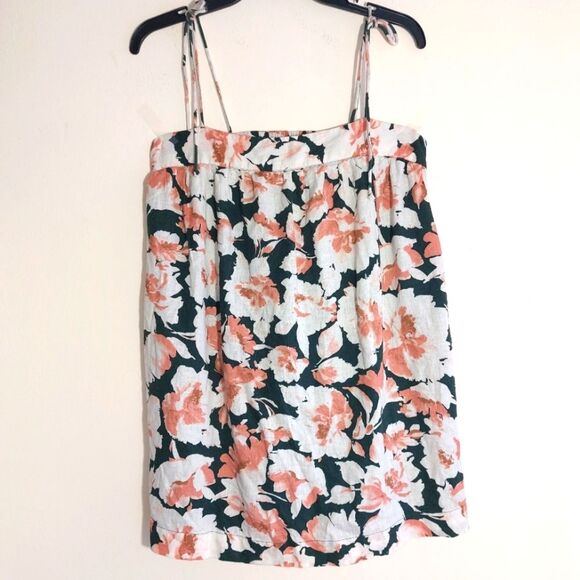 Abercrombie & Fitch Women's Trapeze Linen Viscose Floral Mini Dress Green PM EUC - Picture 4 of 11